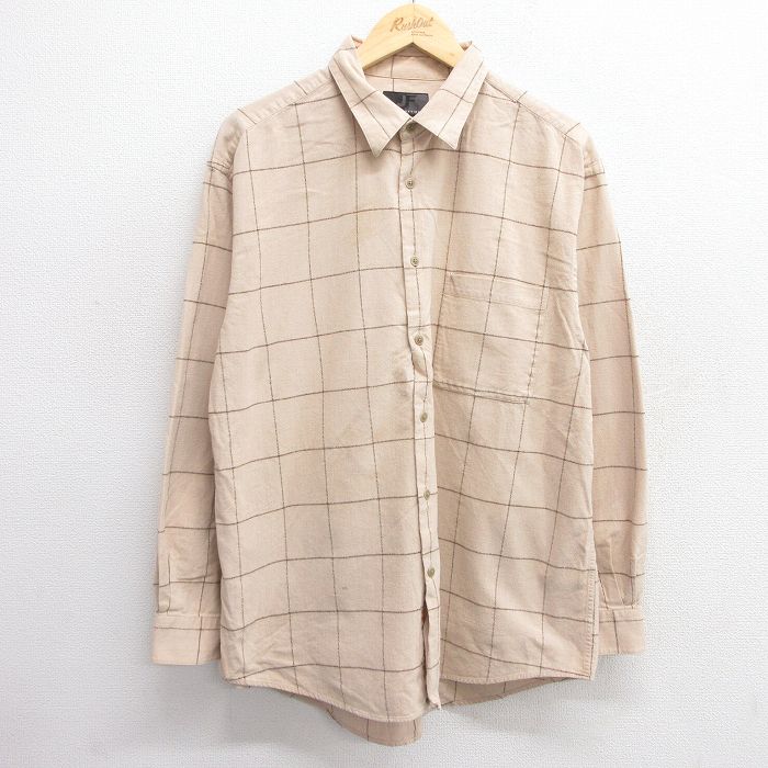 【20%OFF】XL★古着 長袖 シャツ メンズ コットン ベージュ他 カーキ 25apr18 中古 トップス