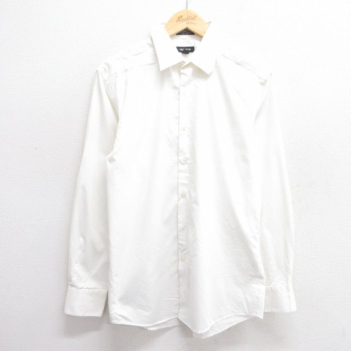 M★古着 長袖 シャツ メンズ 白 ホワイト ストライプ 25apr18 中古 トップス