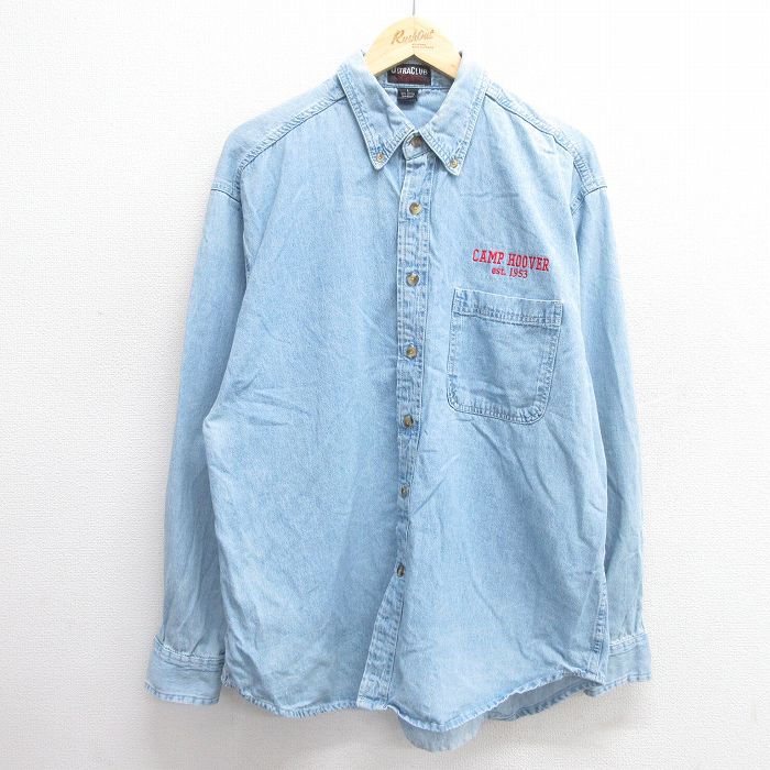 XL★古着 長袖 シャツ メンズ 00年代 00s CAMP コットン ボタンダウン 紺 ネイビー デニム 25apr18 中古 トップス