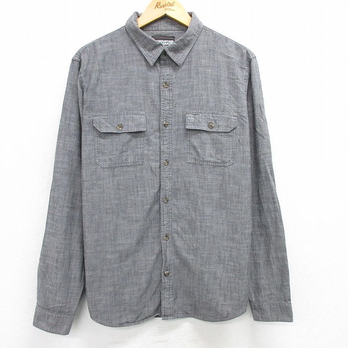 L★古着 長袖 シャツ メンズ コットン グレー 霜降り 25apr18 中古 トップス