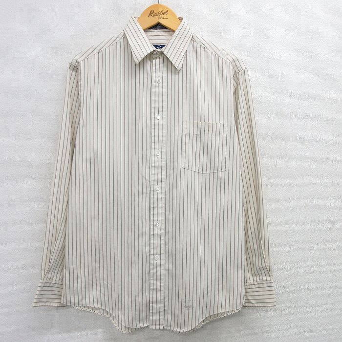 L★古着 長袖 シャツ メンズ 90年代 90s USA製 白系他 ホワイト ストライプ 【spe】 25apr18 中古 トップス