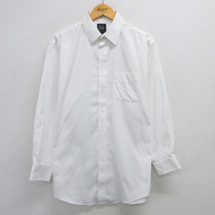 XL★古着 長袖 シャツ メンズ ロング丈 コットン 白 ホワイト 25apr18 中古 トップス