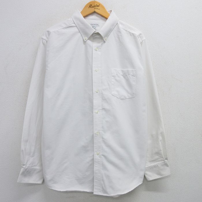 XL★古着 長袖 シャツ メンズ ボタンダウン 白 ホワイト 25apr18 中古 トップス
