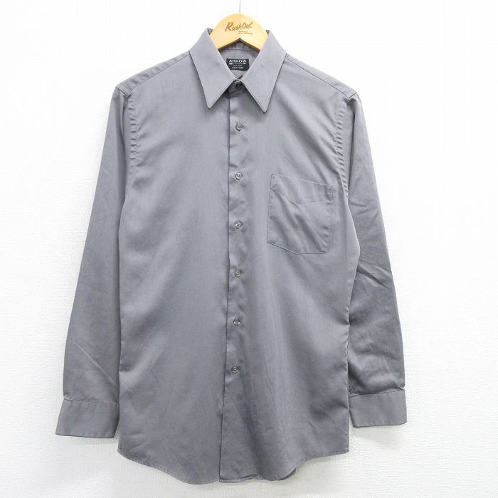 【50%OFF】S★古着 アロー 長袖 シャツ メンズ グレー 25apr19 中古 トップス