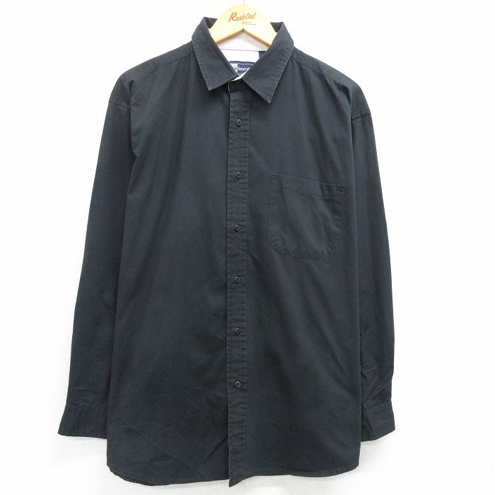 【50%OFF】XL★古着 長袖 シャツ メンズ 大きいサイズ 黒 ブラック 25apr19 中古 トップス