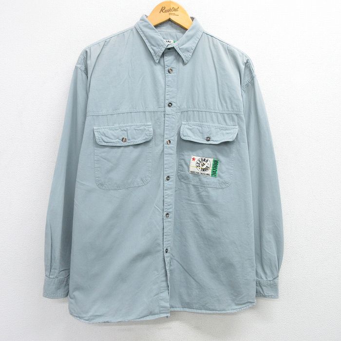 【50%OFF】XL★古着 長袖 シャツ メンズ 90年代 90s コットン 薄グレー系 25apr19 中古 トップス
