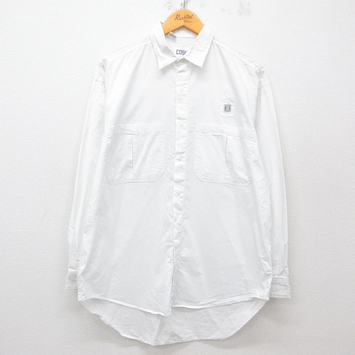 L★古着 長袖 シャツ メンズ コットン 白 ホワイト 25apr21 中古 トップス