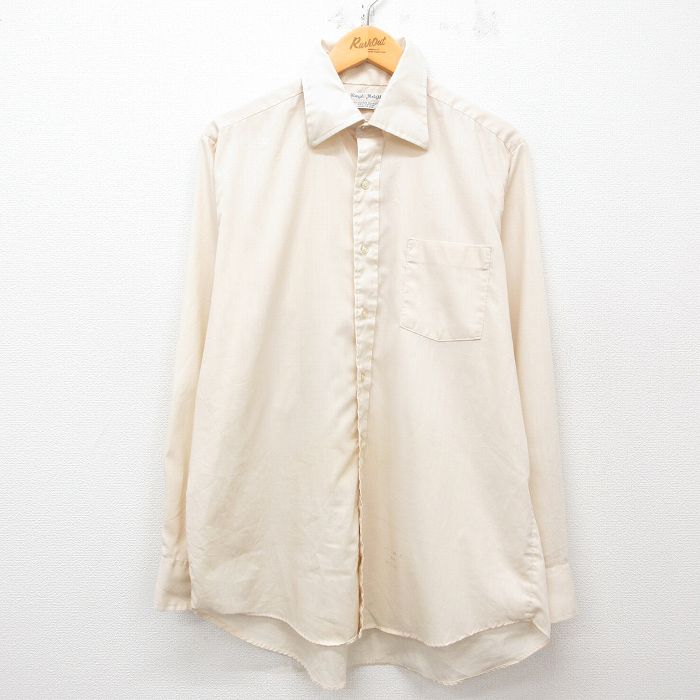 XL★古着 長袖 シャツ メンズ 80年代 80s USA製 ベージュ カーキ 25apr21 中古 トップス