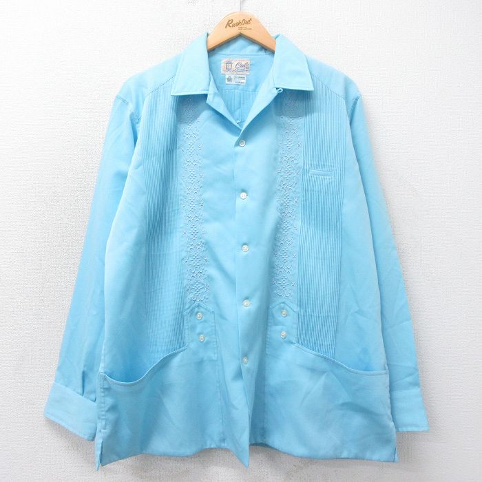 XL★古着 長袖 シャツ メンズ 90年代 90s 水色 【spe】 25apr22 中古 トップス