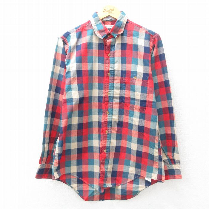 L★古着 JOS A BANK 長袖 シャツ メンズ 80年代 80s コットン USA製 赤他 レッド チェック 【spe】 25apr25 中古 トップス