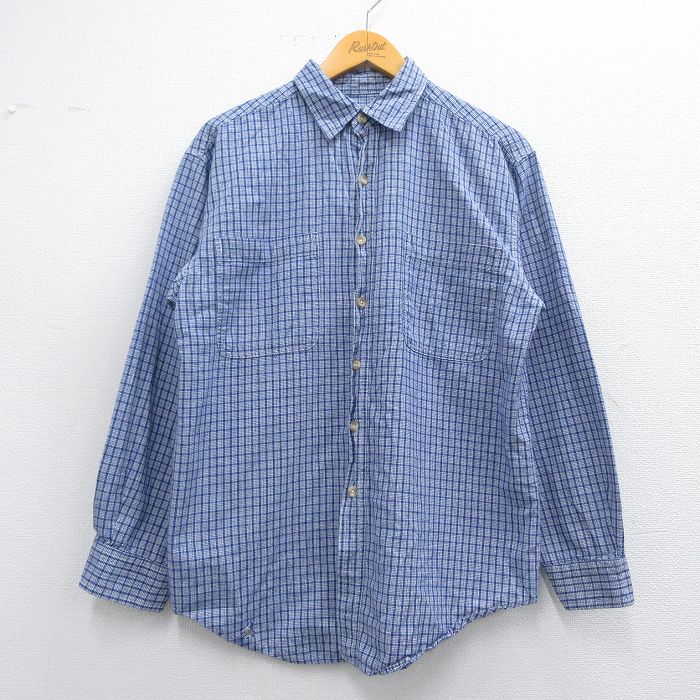 L★古着 ルート66 長袖 シャツ メンズ 00年代 00s コットン 紺他 ネイビー チェック 25apr28 中古 トップス