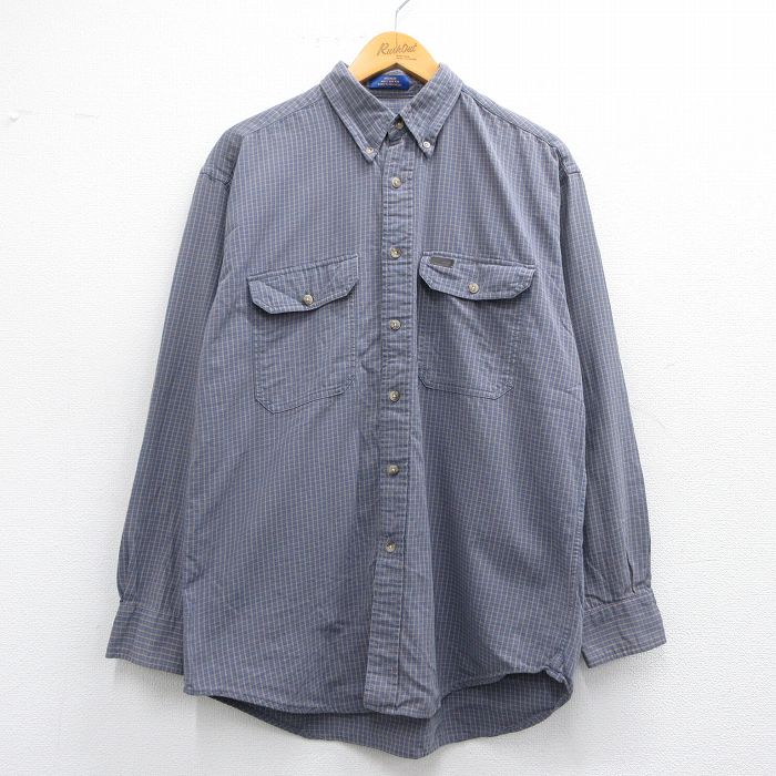 L★古着 ペンドルトン PENDLETON 長袖 シャツ メンズ コットン ボタンダウン グレー他 チェック 25may14 中古 トップス