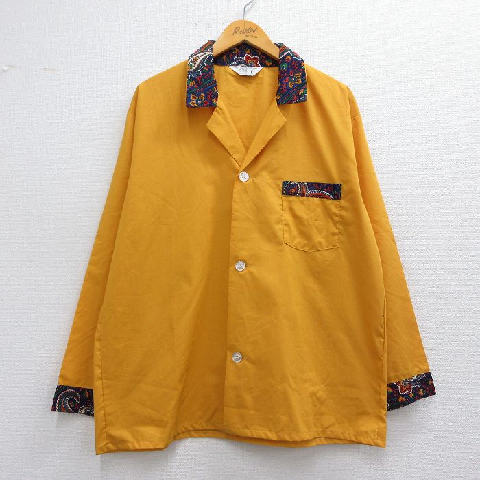 L★古着 JCペニー 長袖 シャツ メンズ 80年代 80s 開襟 オープンカラー 黄系他 イエロー 【spe】 25may14 中古 トップス