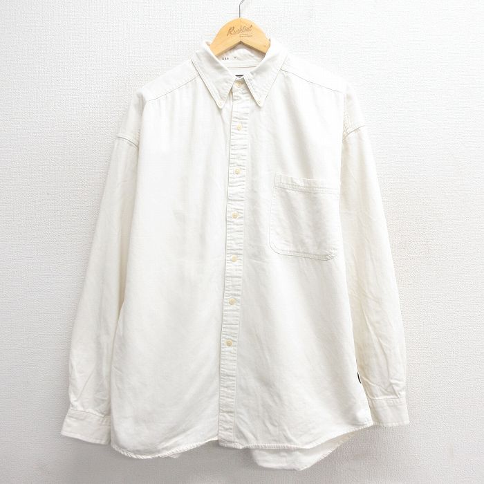 XL★古着 STRUCTURE 長袖 シャツ メンズ 00年代 00s コットン ボタンダウン 白 ホワイト 25may26 中古 トップス