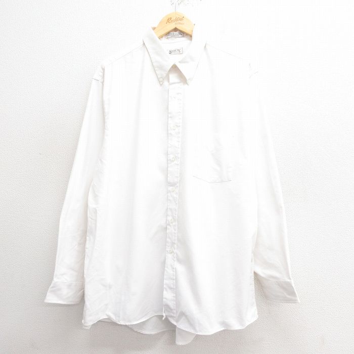 XL★古着 アロー 長袖 シャツ メンズ 00年代 00s オックスフォード 大きいサイズ ボタンダウン 白 ホワイト 25may29 中古 トップス