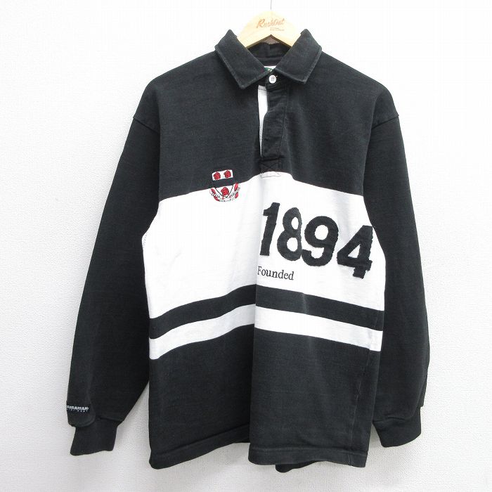 L★古着 バーバリアン 長袖 ラガー シャツ メンズ 90年代 90s 1894 コットン カナダ製 黒他 ブラック 【spe】 25may30 中古 トップス