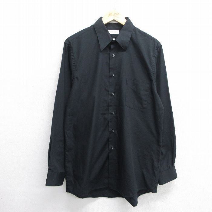 L★古着 バンヒューセン 長袖 シャツ メンズ ロング丈 USA製 黒 ブラック 25may30 中古 トップス