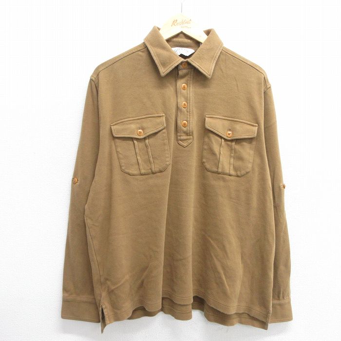 XL★古着 オービス ORVIS 長袖 ポロ シャツ メンズ 00年代 00s 大きいサイズ コットン 茶系 ブラウン 25may30 中古 トップス