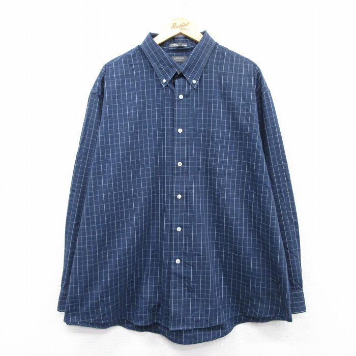 アロー 長袖シャツ ネイビーチェック XL | 古着
