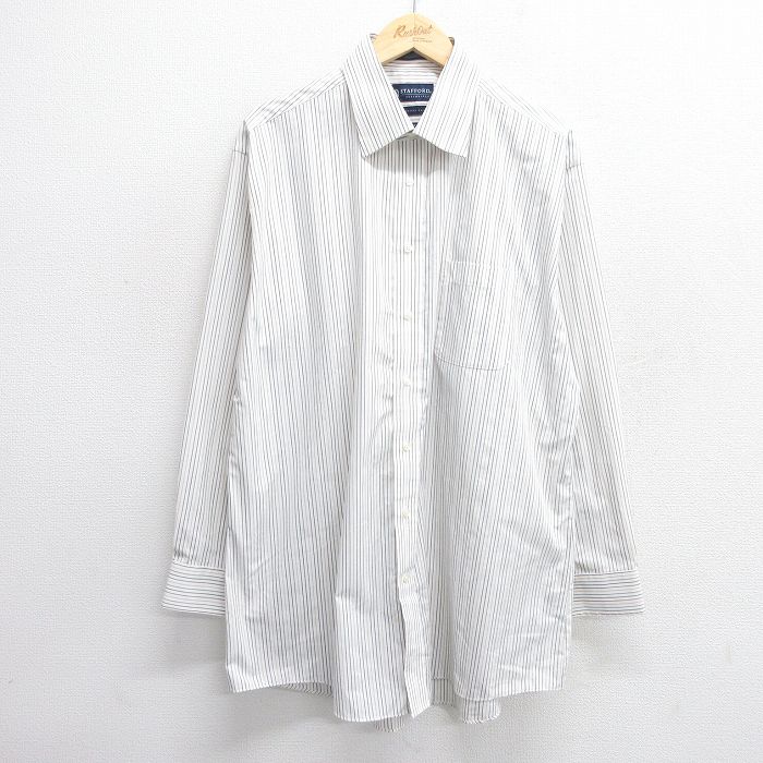 長袖シャツ ホワイトストライプ XL | 古着