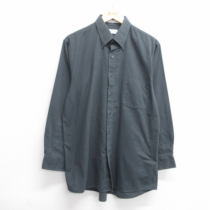 L★古着 バンヒューセン 長袖 シャツ メンズ ボタンダウン 濃グレー 25may31 中古 トップス