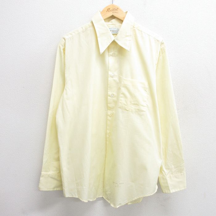 XL★古着 Kマート 長袖 シャツ メンズ 80年代 80s 大きいサイズ 薄黄 イエロー 25may31 中古 トップス