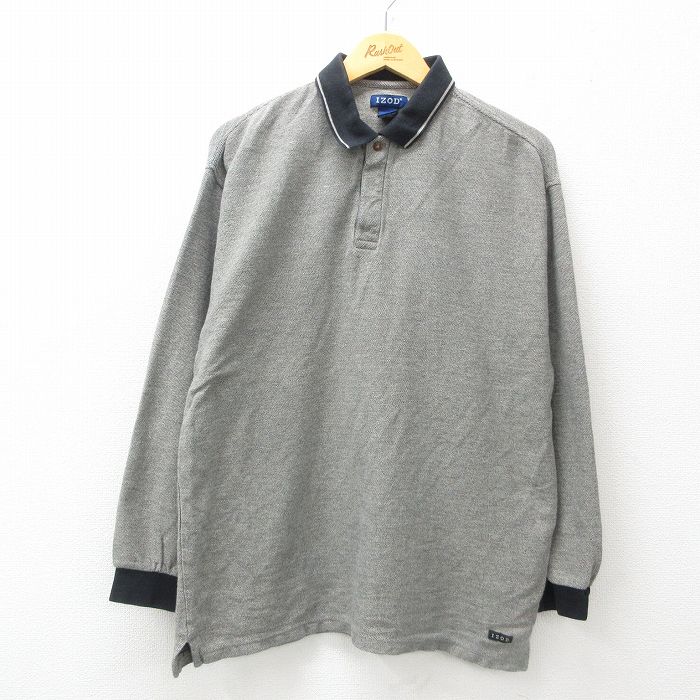L★古着 IZOD 長袖 ラガー シャツ メンズ コットン グレー他 25may31 中古 トップス