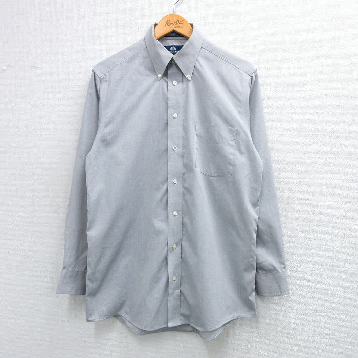 M★古着 長袖 シャツ メンズ 00年代 00s ボタンダウン 薄グレー系 25may31 中古 トップス