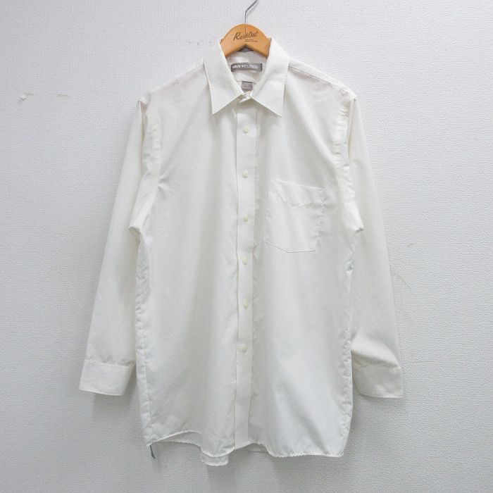 【50%OFF】L★古着 バンヒューセン 長袖 シャツ メンズ 90年代 90s 白 ホワイト 25may31 中古 トップス