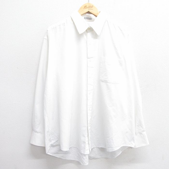 XL★古着 長袖 シャツ メンズ 大きいサイズ 白 ホワイト 25jun03 中古 トップス