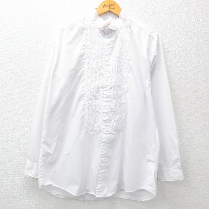 【50%OFF】XL★古着 長袖 シャツ メンズ 90年代 90s ロング丈 白 ホワイト 25jun03 中古 トップス