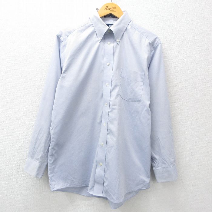 L★古着 長袖 シャツ メンズ オックスフォード ボタンダウン 薄紺 ネイビー 25jun03 中古 トップス