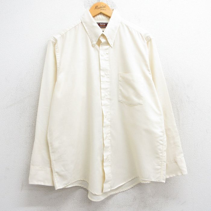 【20%OFF】XL★古着 アロー 長袖 シャツ メンズ 90年代 90s ボタンダウン 薄黄 イエロー 25jun10 中古 トップス