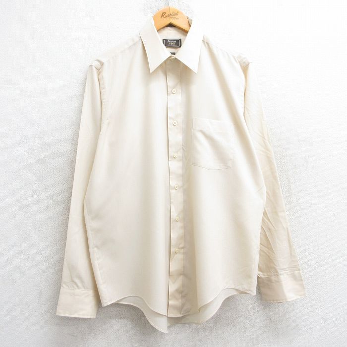 XL★古着 アロー 長袖 シャツ メンズ 90年代 90s USA製 薄ベージュ カーキ 25jun10 中古 トップス