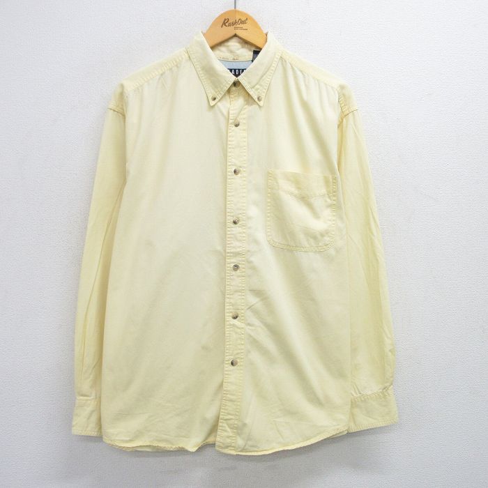 XL★古着 長袖 シャツ メンズ 00年代 00s コットン ボタンダウン 黄 イエロー 25jun19 中古 トップス
