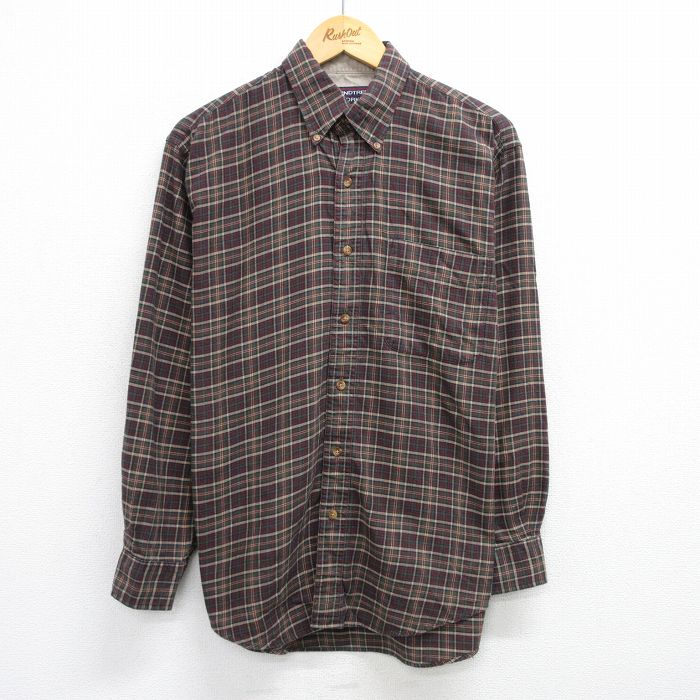 【20%OFF】L★古着 長袖 シャツ メンズ 00年代 00s コットン ボタンダウン 濃緑他 グリーン チェック 25jun23 中古 トップス
