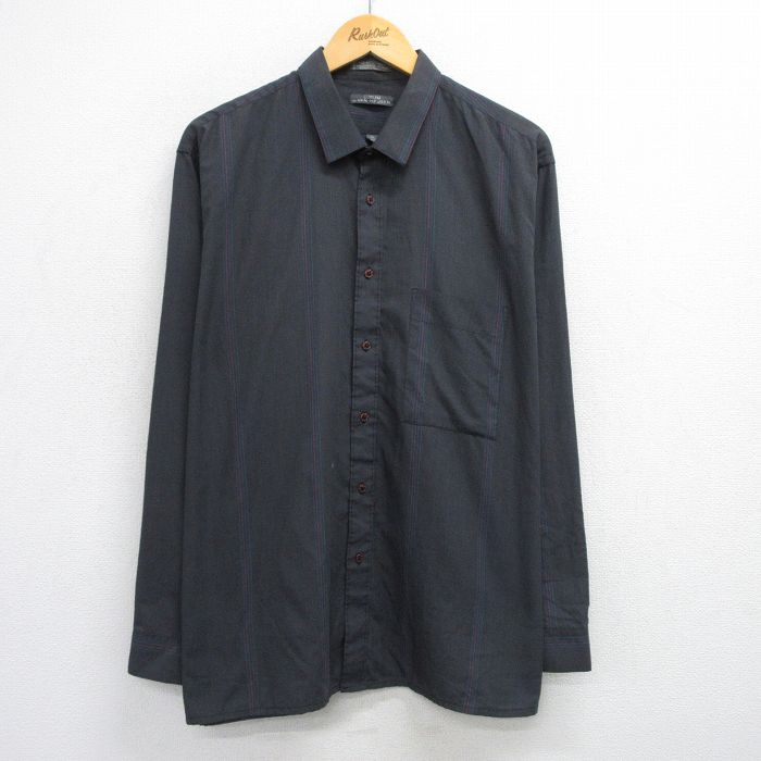 バンヒューセン 80s 長袖シャツ ブラックストライプ XL | 古着