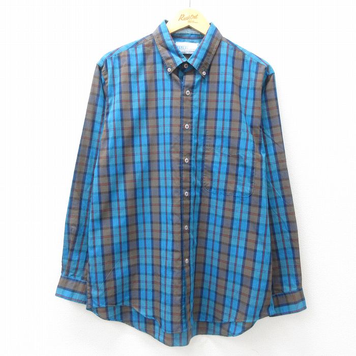 L★古着 リーバイス Levis 長袖 シャツ メンズ 90年代 90s ボタンダウン 水色他 チェック 25jun23 中古 トップス