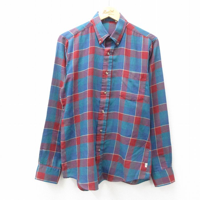 M★古着 リー Lee 長袖 シャツ メンズ 80年代 80s ボタンダウン 紺系他 ネイビー チェック 25jun23 中古 トップス