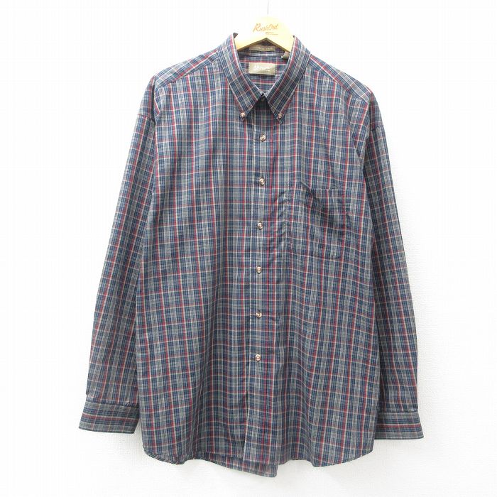 アロー 長袖シャツ ネイビーチェック XL | 古着