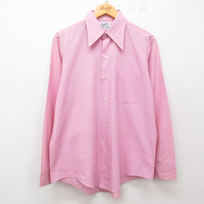 L★古着 長袖 シャツ メンズ 70年代 70s ピンク 25jun25 中古 トップス