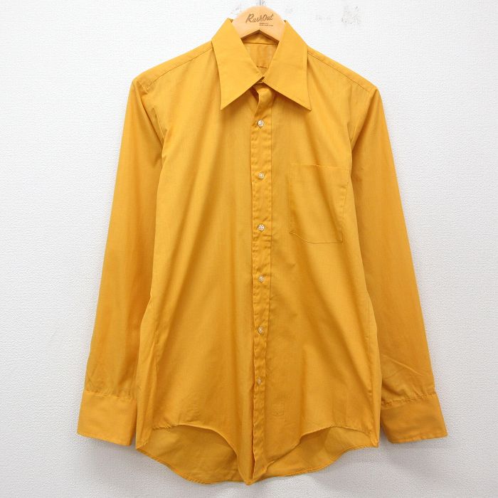 M★古着 長袖 シャツ メンズ 70年代 70s USA製 黄 イエロー 25jun25 中古 トップス