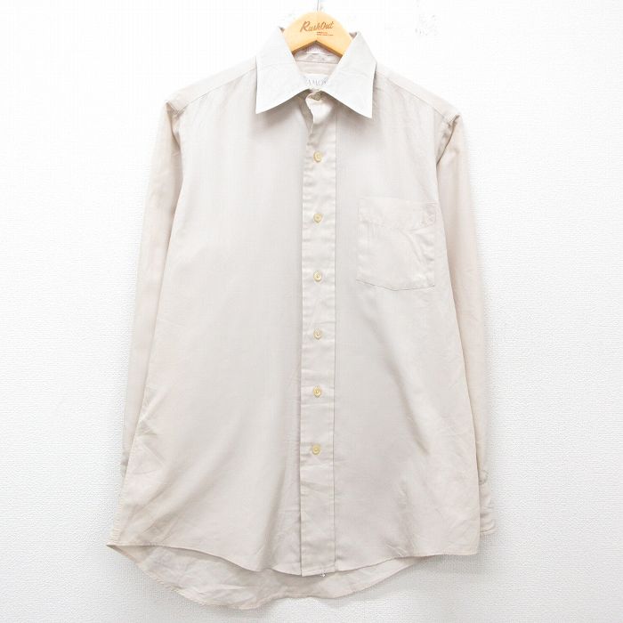 L★古着 長袖 シャツ メンズ 80年代 80s 薄ベージュ カーキ 25jun25 中古 トップス