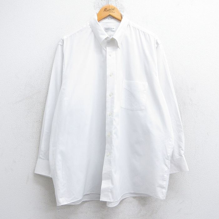 XL★古着 バンヒューセン 長袖 シャツ メンズ 大きいサイズ ボタンダウン 白 ホワイト 25jun25 中古 トップス