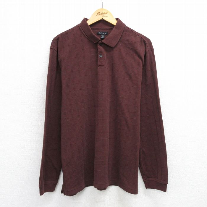 L★古着 バンヒューセン 長袖 ポロ シャツ メンズ 茶 ブラウン 25jun26 中古 トップス