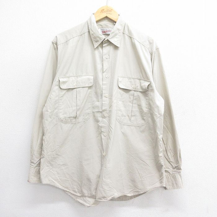 90s 長袖シャツ ベージュ XL | 古着
