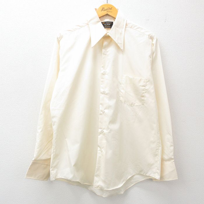 L★古着 JCペニー 長袖 シャツ メンズ 70年代 70s 薄ベージュ カーキ 25jun30 中古 トップス