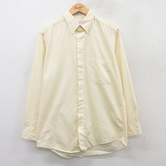 L★古着 バンヒューセン 長袖 シャツ メンズ 90年代 90s ボタンダウン 薄黄 イエロー 25jun30 中古 トップス
