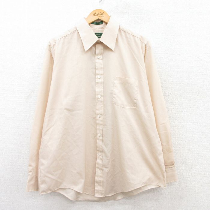 XL★古着 シアーズ 長袖 シャツ メンズ 80年代 80s 大きいサイズ 薄ベージュ カーキ 25jul02 中古 トップス