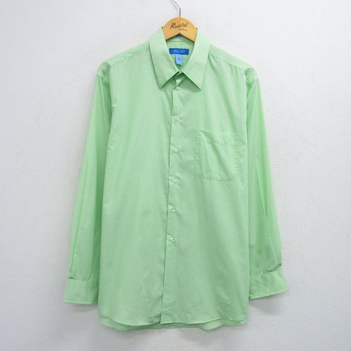 XL★古着 長袖 シャツ メンズ 薄緑 グリーン 25jul03 中古 トップス